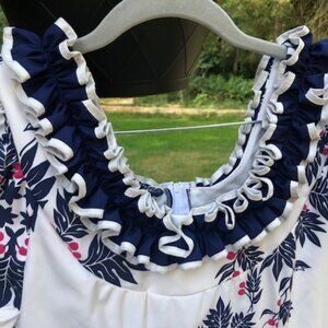 Karyl Kaye Navy and Hot Pick Floral Hawaiian Mumu Size 10